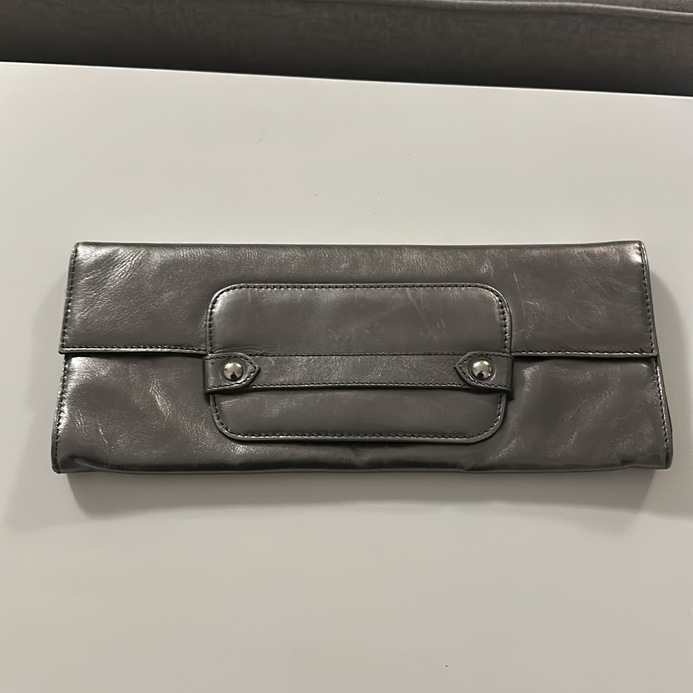 Nordstrom Silver pewter leather clutch